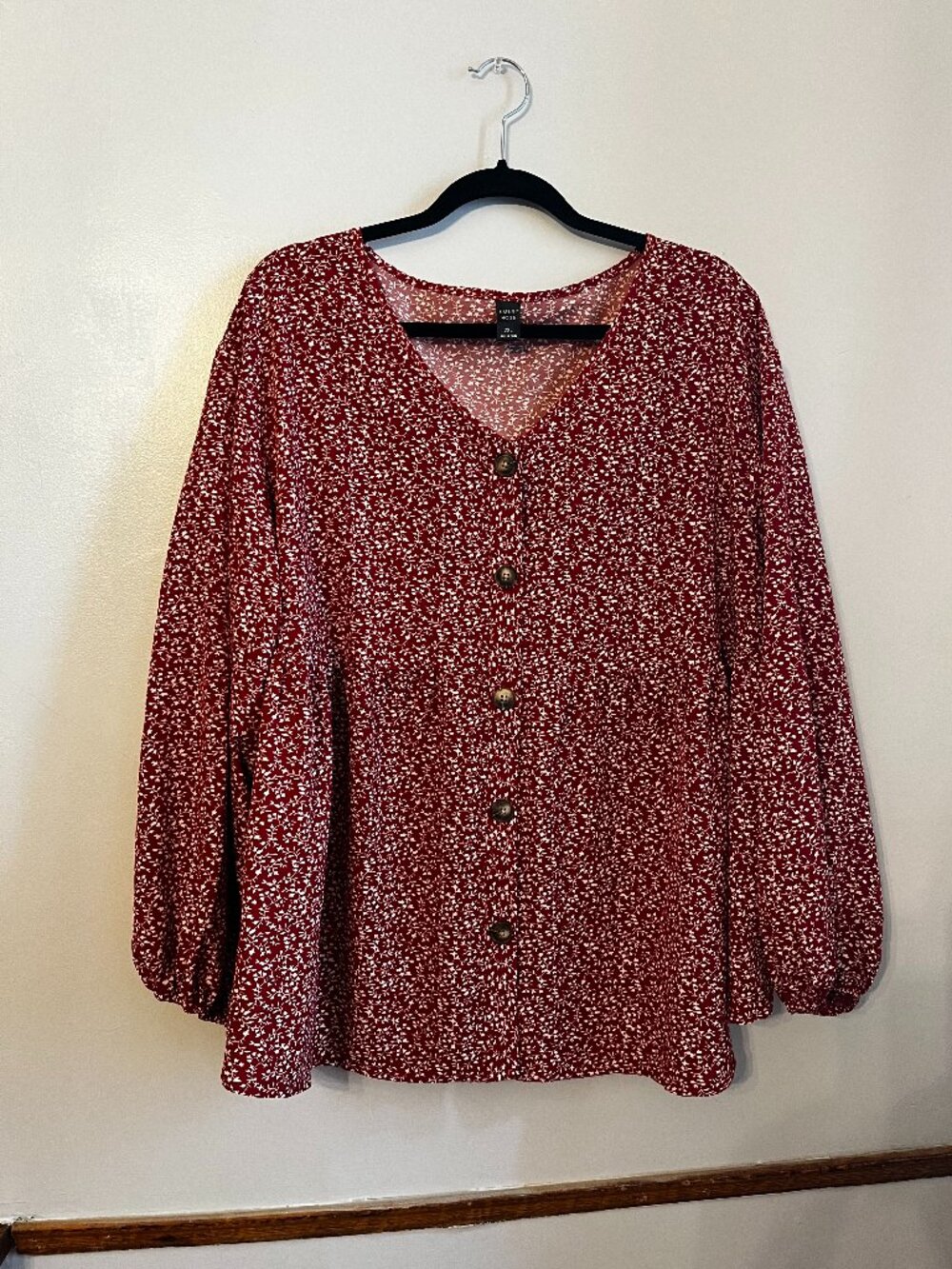 Floral Long Sleeve Top with Botton Front | Emery Rose